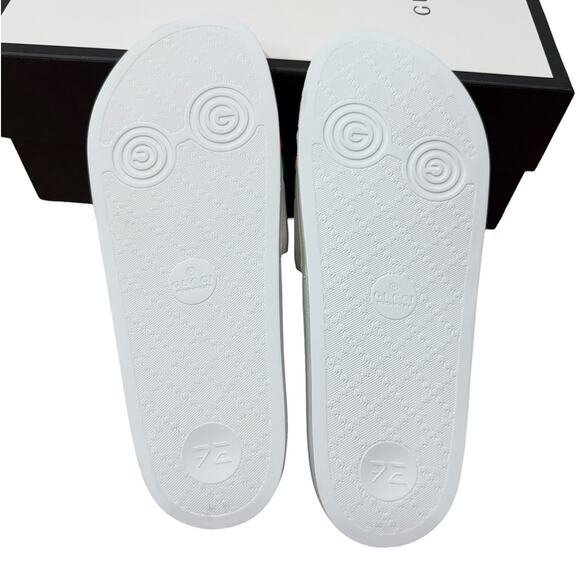 Gucci Original Logo Web Slide Sandals White Red Green Men’s UK 10